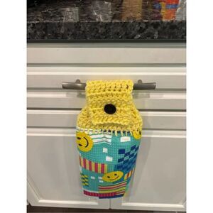 Crochet Top Kitchen Towel-Smiley faces with design